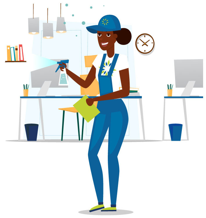 Illustration of woman cleaning